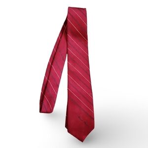 Etienne Aigner Vintage Tie Wine Red Stripe Silk Blend Logo Necktie